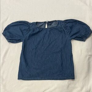 GAP Kids Puff Sleeve Denim Blouse